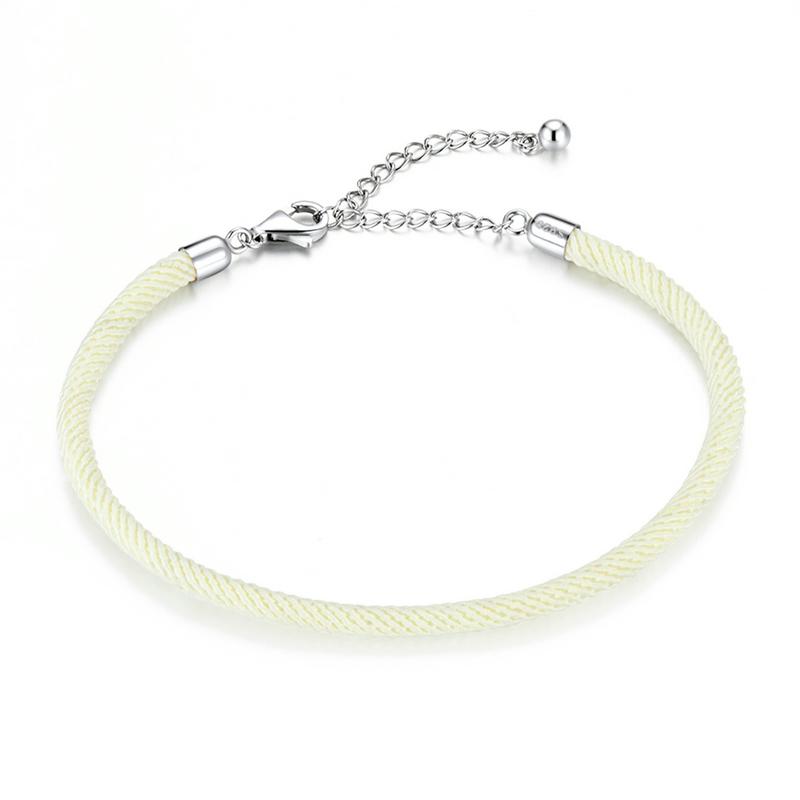 Bamoer 925 Silver Black Basic Braided Bracelet White Four Colors Gray Red Mixed Bracelet for Women DIY Fashion Jewelry