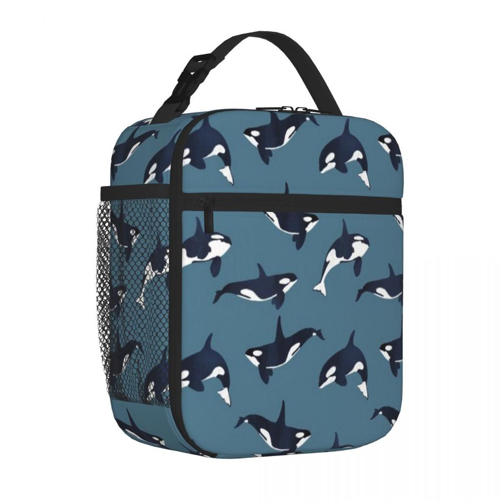 Bestselling Orca Pattern Killer Whale Blue Marble Print Student Lunch Bag Pet Snack Carry Compact Lunch Bag