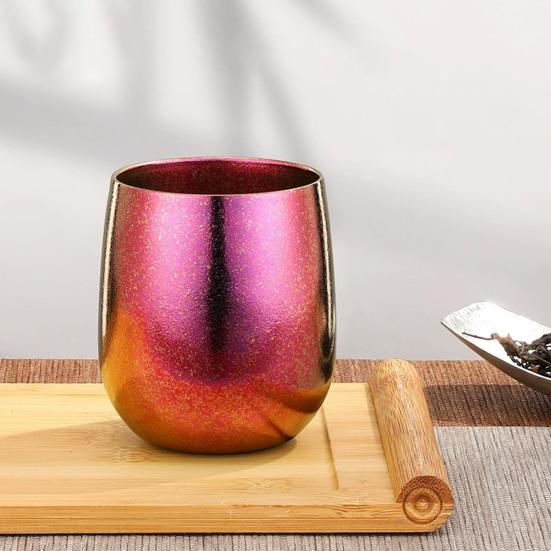 Ren Titanium Kop, Dobbeltvægget Vakuumisoleret Tumbler med Isbelagt Finish, 260ml Æggeformet Campingkrus til Udendørs
