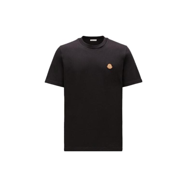 Moncler Solid Logo Crew Neck Short Sleeve T-Shirt Men T-Shirts Black 120918C000518390T999
