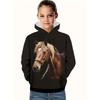 Vêtements Cool pour Filles Équestres Animaux Impression 3D Automne Sweats à Capuche Manches Longues Amples Légers Sweat Confortable Vêtements pour Enfants