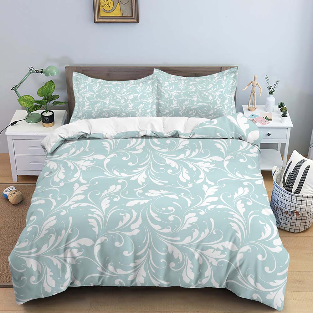 Flower Leaves Duvet Cover Set Fashion Pattern Print Polyester Comforter Covers with Pillow Case King Queen Twin Size Bedding Set