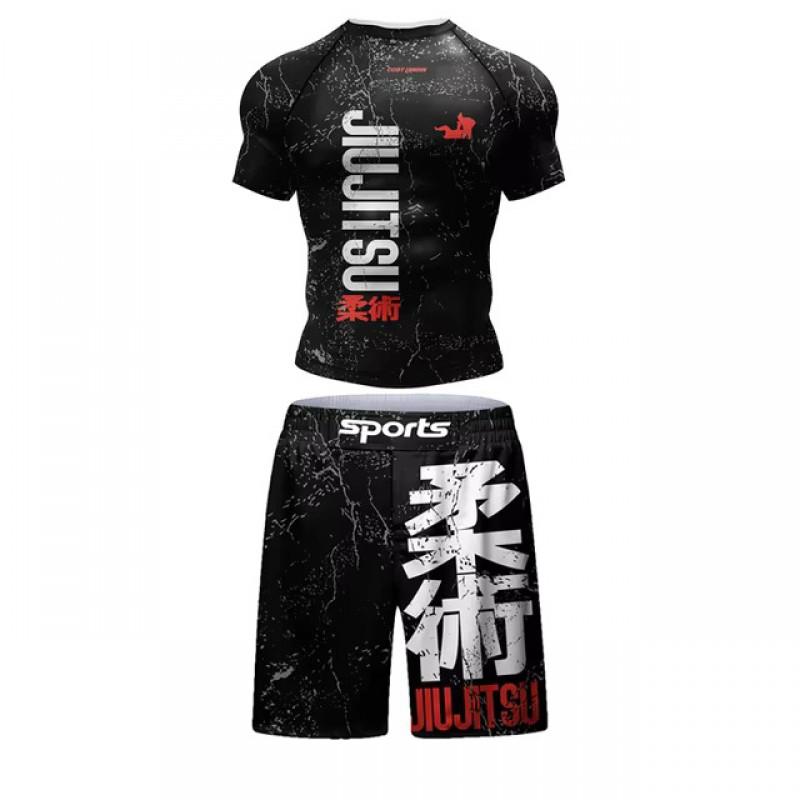 Breathable Quick Dry Cycling Jersey Set BJJ MMA Training Rash Guard Short Sleeve Sportswear