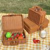 Retro Handwoven Storage Box Travel Picnic Suitcase Imitation Rattan Woven Storage Home Sundries Organizer Basket Decorative Prop