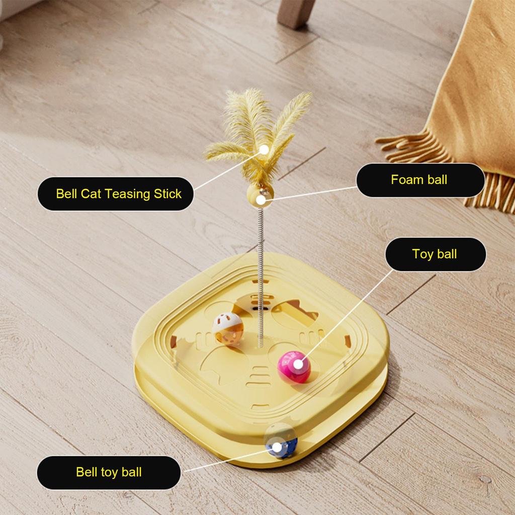 Interactive Cat Toy Self Play With Teaser Wand Stimulating Cat Toys Puzzle Games For Kitten Indoor Exercise Training Mental