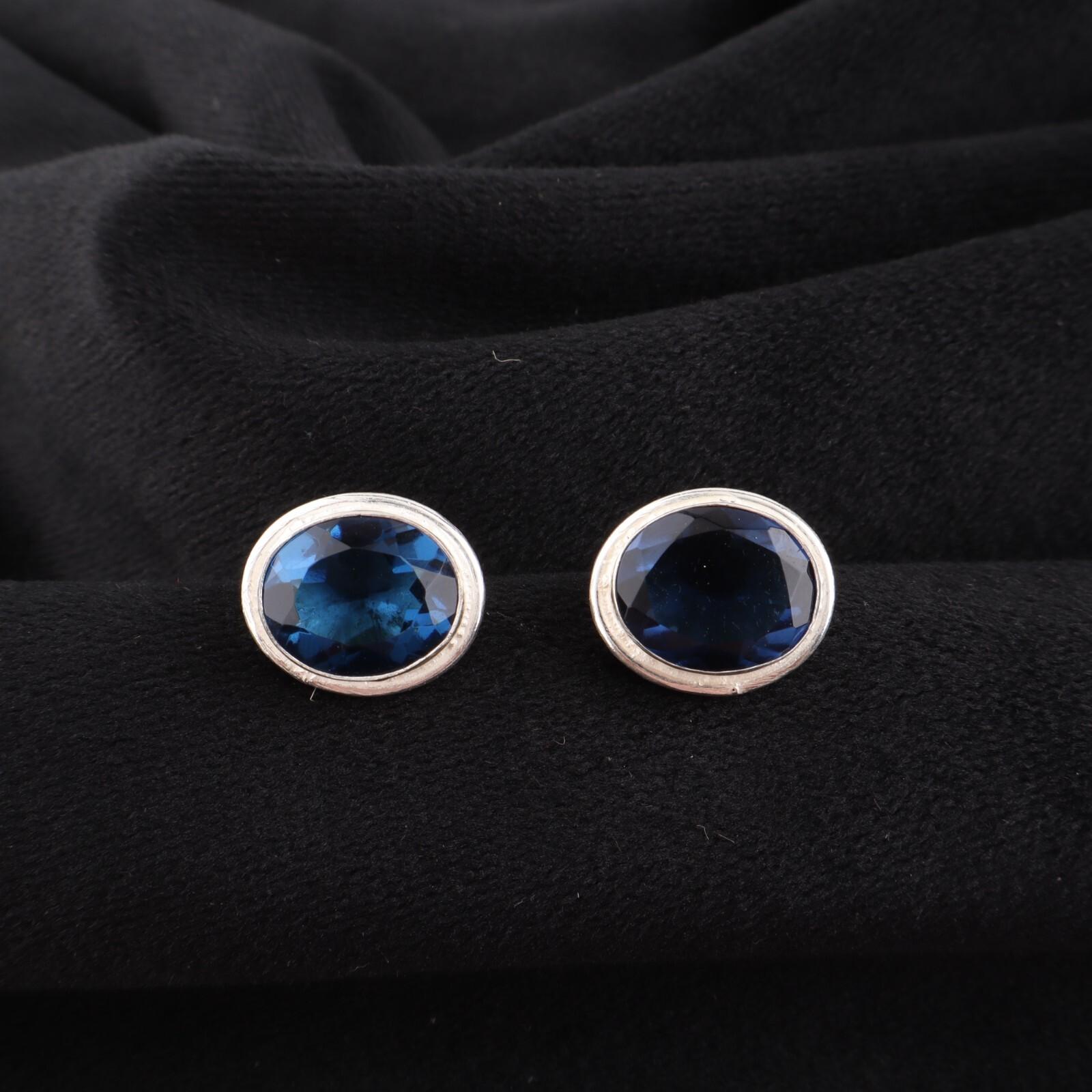 

Лондонский голубой топаз драгоценный камень 925 стерлинговое серебро ювелирные изделия ручной работы женские пусеты 0,5 EE-178-9