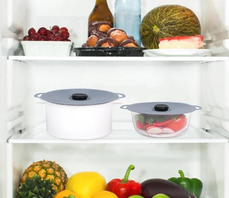 1pcs Silicone Lids Set with Double Handle Pot Lid Heat-Resistant Microwave Splatterproof Cover Reusable for Bowls Plates Pans