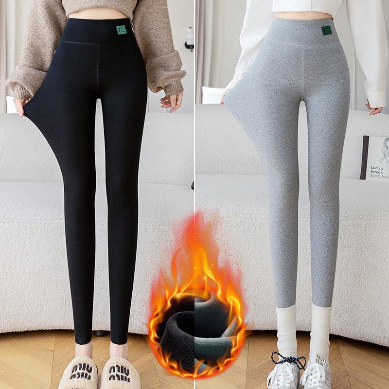 Women's Gray Velvet Leggings, Thick, High-Waisted, Slimming, Autumn/Winter 2026 Style