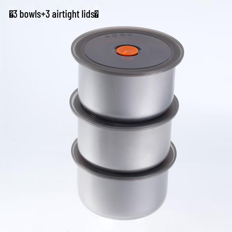 Jiemengzhe 3-Piece Stainless Steel Food Storage Container Set with Lids