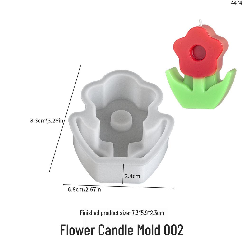 Poppy 3D Flower-Scented Candle Mold: Tulip & Sunflower Silicone Plaster