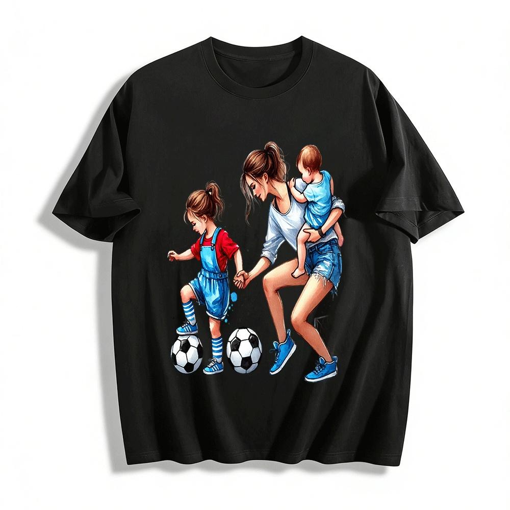 Family Soccer Time Graphic Casual Top Pure cotton T-shirt XXS