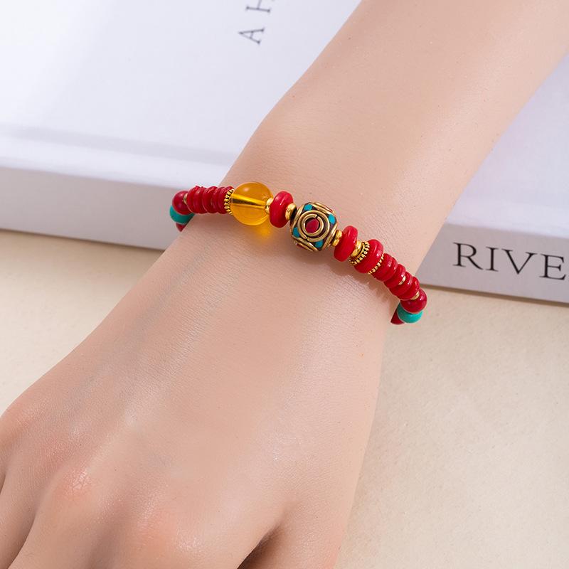 Tibetan-Inspired Retro Beaded Bracelet: Exquisite Handmade Ethnic Jewelry for Women