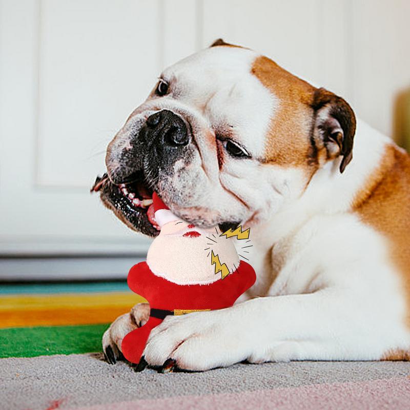 Santa Claus Cat Toy Christmas Dog Toys For Aggressive Chewers Bite-Resistant Teeth Cleaning Squeaky Plush Toy Boredom Relief