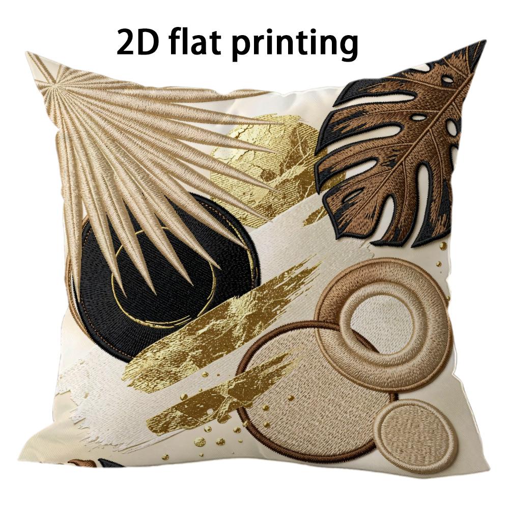 1pc Boho Abstract Geometric Tropical Leaves Throw Pillow Covers Neutral Gold Brown Tone Couch Cushion Cases for Home Decor