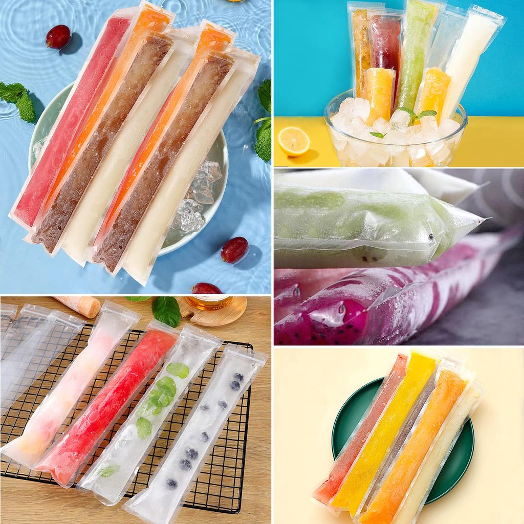 Disposable Popsicle Mold Bags BPA-Free Freezer Tubes with Zip Seals and Funnel  for Ice Pops Yogurt Juice Smoothies