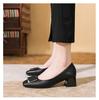 French Style Chunky Heel Pumps, Women's Pointed Toe Metal Buckle Flats, Soft Leather Work Slip-On Shoes for Office 2026