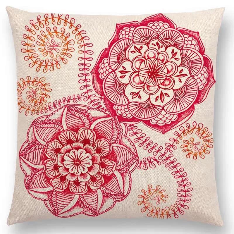 Neu Wunderschönes Blatt Blume Herrliches Florales Doodle Buntes Dekoratives Muster Mandalas Auto Kissenbezug Sofa Überwurf Kissenbezug