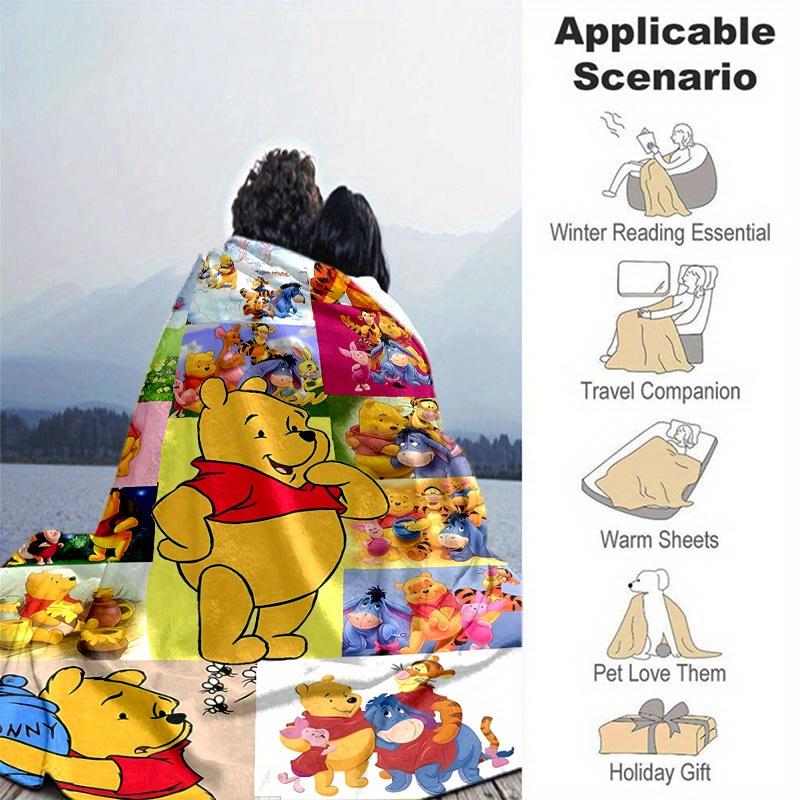 1pc. Cartoon Winnie the Pooh Blanket, Seasonal Home Decor Gift for Friends and Family, Soft Throw Blanket for Bed or Couch, Soft Flannel Thr