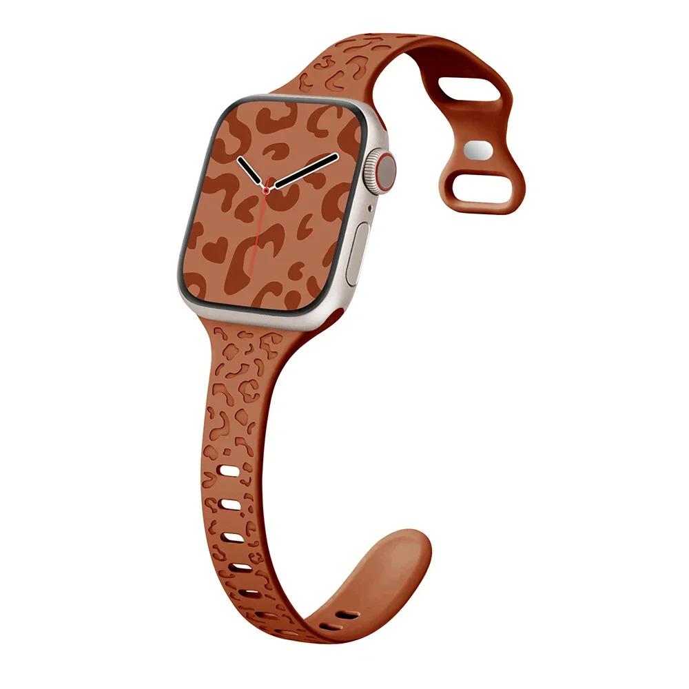 Wąski pasek do paska Apple Watch 40mm 41mm 42mm 38mm 49 44mm 45mm grawerowana silikonowa bransoletka Correa seria 8 7 6 9 5 4 3 SE Ultra