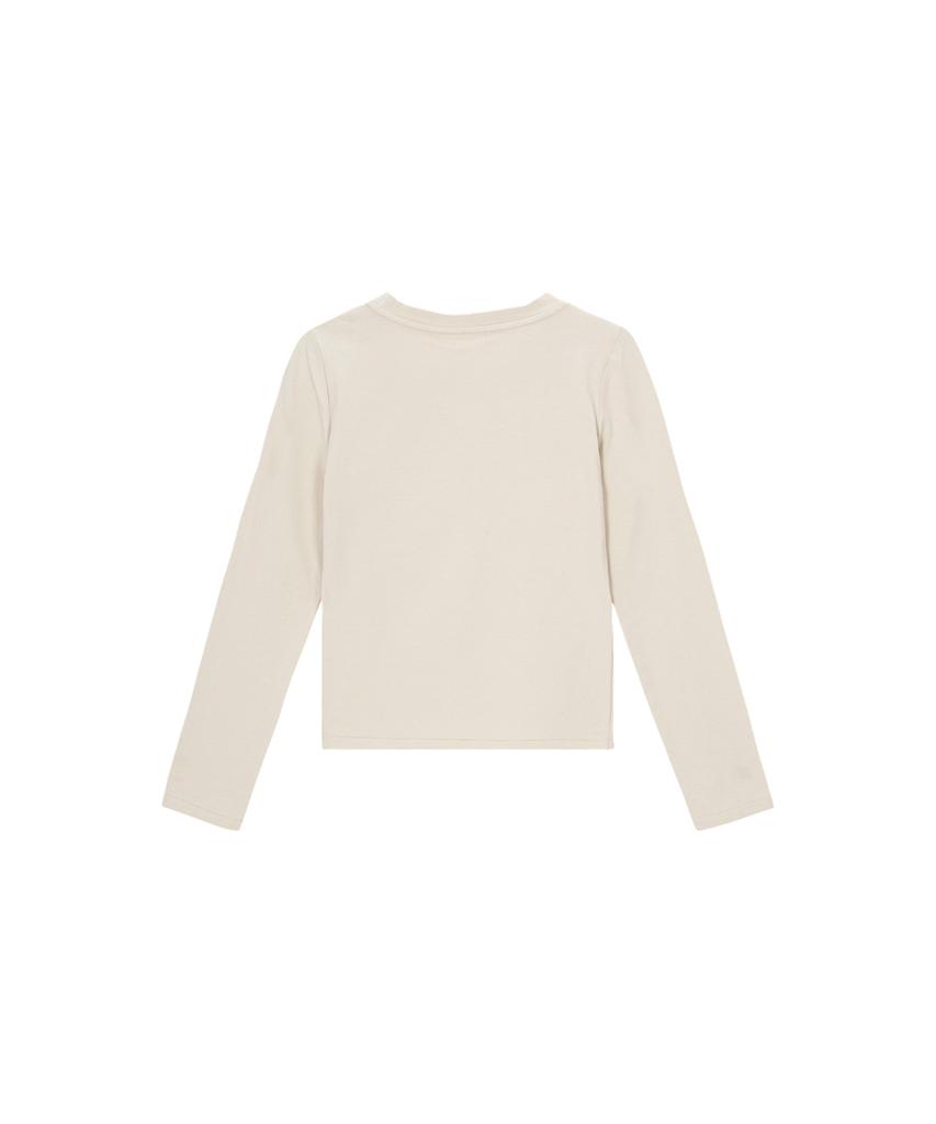 LEI AVERY Basic Cotton Long Sleeve Slim Fit T-Shirt (Beige)