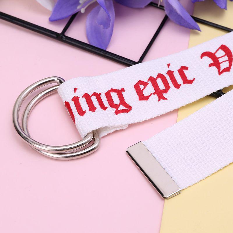 130cm Unisex Nylon Canvas Belts Printing Thai D Ring Double Buckle