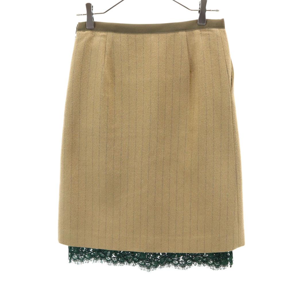 sacai luck Made in Japan Wool Blend Striped Pattern Midi length Trapezoid skirt Women Used