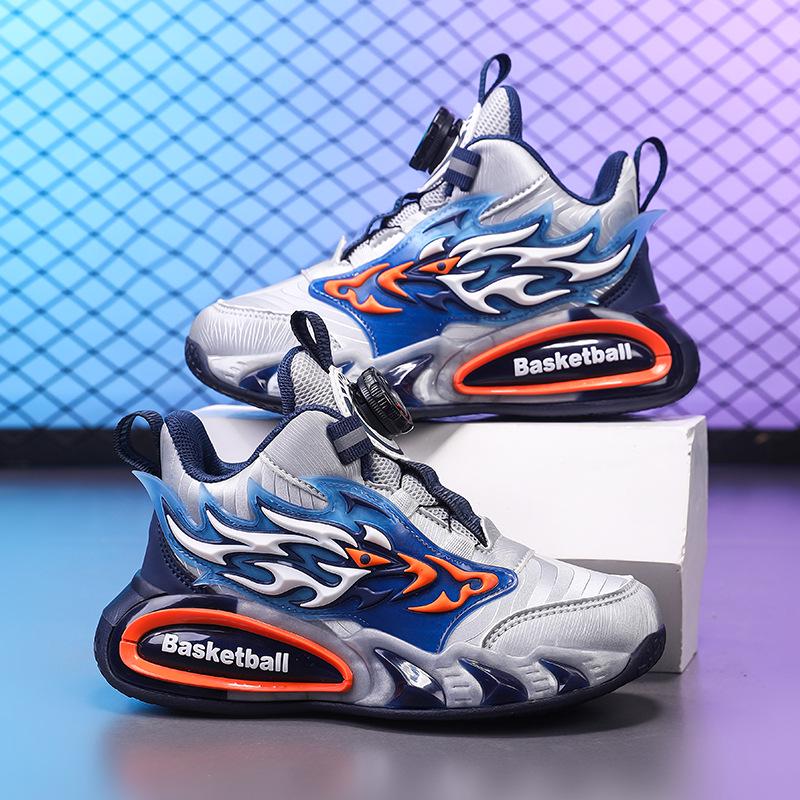 2025 Autumn/Winter Trendy Boys' Leather Basketball Shoes - Durable, Non-Slip, Soft Sole for Kids