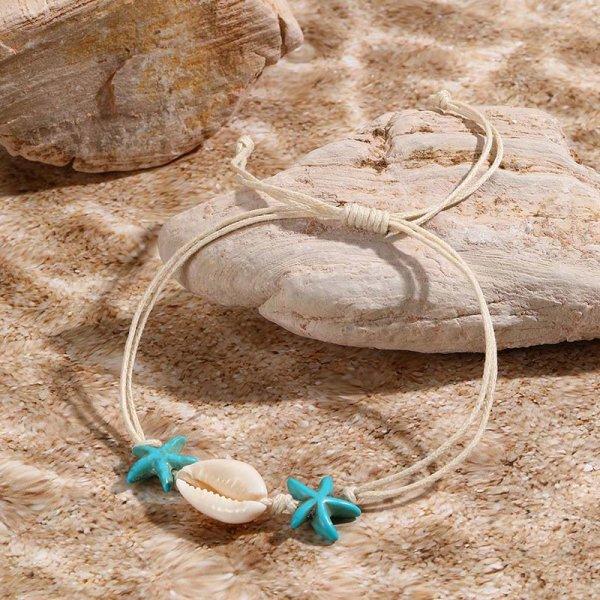 

Bohemian Shell Starfish Bracelet for Women Summer Beach Turtle Beads Bracelet Handmade Rope Chain Trendy Vacation Jewelry Gift