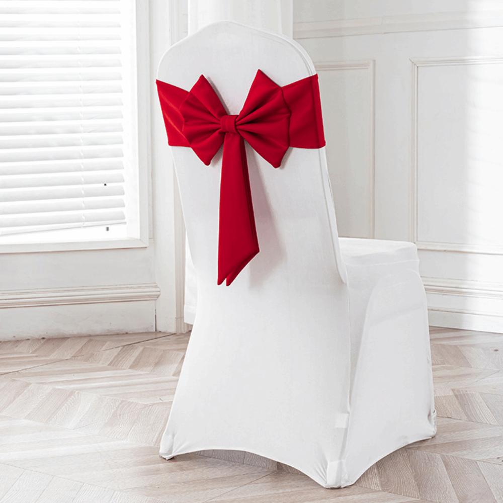 Spandex Chair Sash Ready Made Satin Ribbon Bows Chair Bands  Wedding Banquet Events Decoration