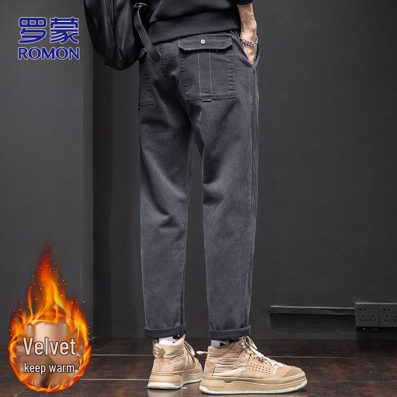 Romon Men s Fleece-Lined Straight-Leg Casual Pants 28
