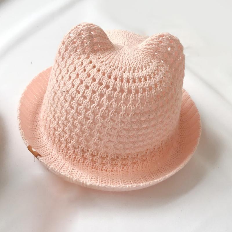 Kids cute Baby Summer Children's cat sunshade hat Beach Hats Straw Hat Boy Girls Cotton Breathable Cap Travel Cap protection