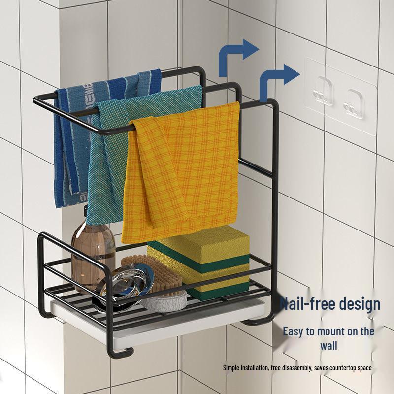 Wall-Mounted Dishcloth Drying Rack and Organizer
