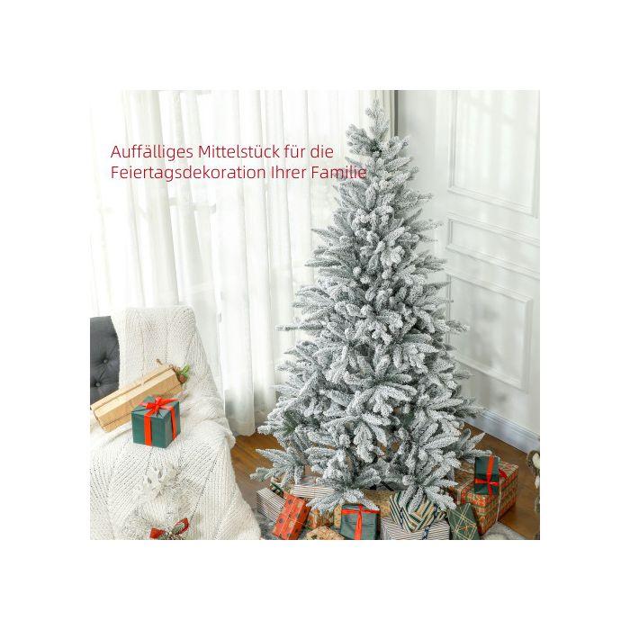 HOMCOM Sapin de Noël artificiel, neige artificielle et pommes de pin, réaliste, ignifuge, pied métallique, 183 cm, vert