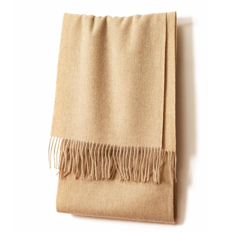 100% Wool Unisex Scarf - Solid Color with Custom Embroidered Logo for Autumn & Winter 30x180 cm