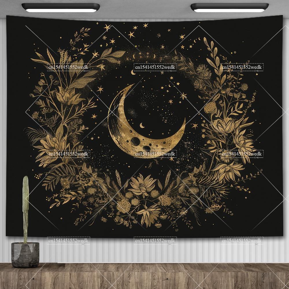 Tarot Tapestry Nordic Flower Series Room Background Cloth Moon Phase Wall Hanging Tapestries Living Room Bedroom Altar Cloths