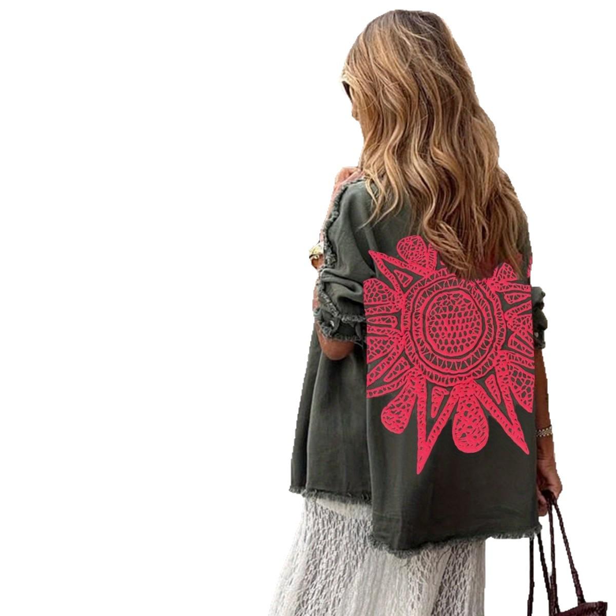 

Retro Style Printed Denim Jacket Small