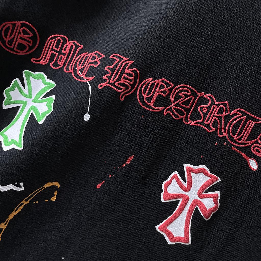 8965 CHROME HEARTS 2026 Summer New High Quality Cotton Round Neck Loose Large Size Men's and Women's T-shirt Couple T-shirt