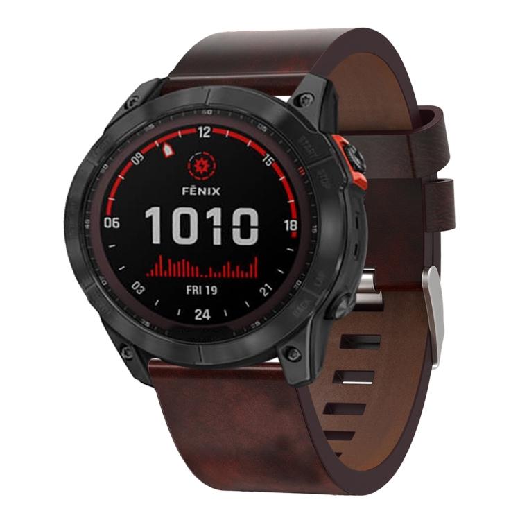 

Для Garmin Fenix 7X Solar 26 мм кожаный ремешок со стальной пряжкой For Garmin Fenix 7X Solar коричневый