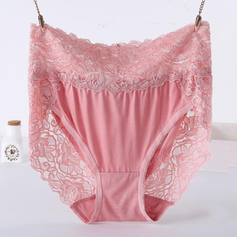 Large Size M-3XL Modal Panties High Waist Women Sexy Lace Underpants Female Briefs Underwear 11 Colors