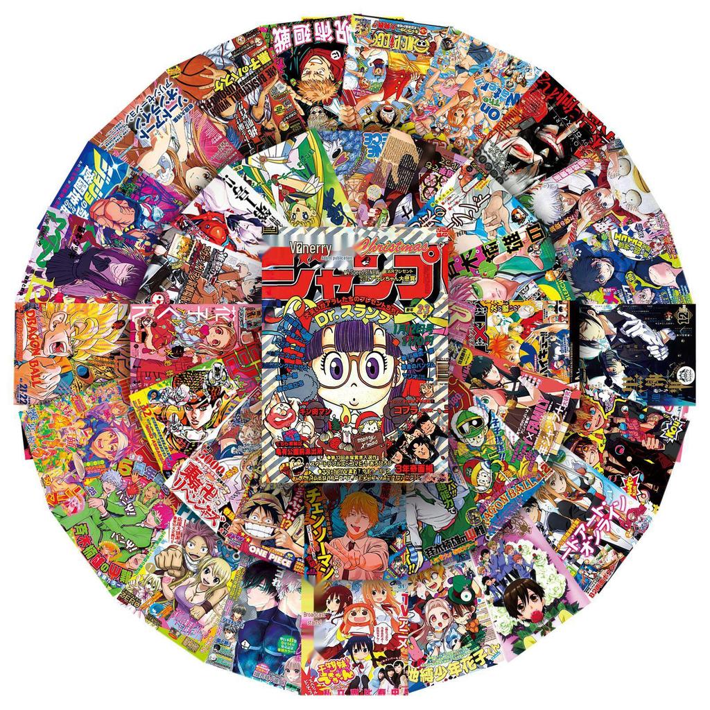 51 Retro Style Japanese Anime Poster Stickers Set: Creative Characters for DIY Stationery, Thermos Cups, Journals, and More.