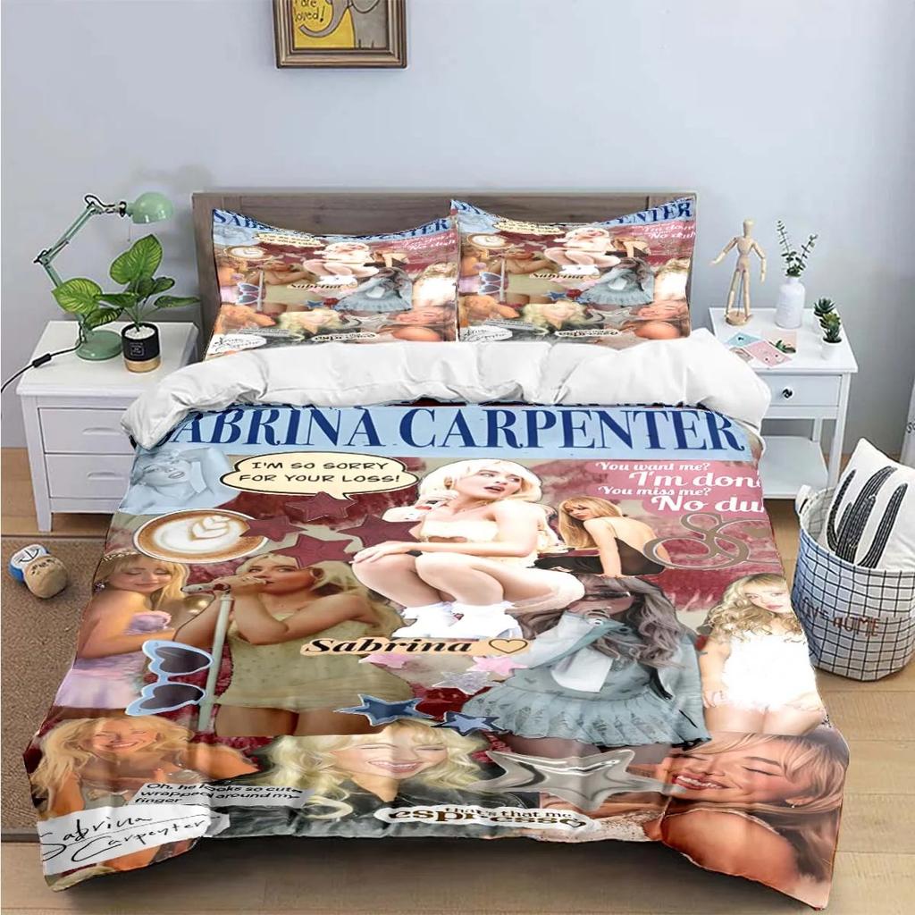 Comforter Pop Female Singer S-Sabrina Print Bedding Sets Exquisite Bed Supplies Set Bed Comforter Set Bedding Set Luxury Gift