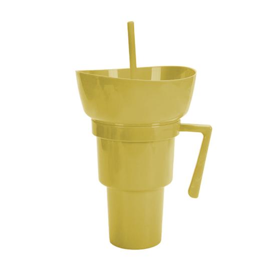 Snack And Drink Cup Reusable Popcorn Holder with Straw Leak-proof