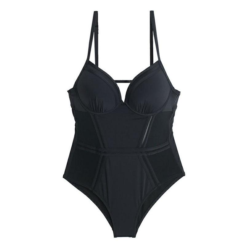 2021 Sexy Push-Up Durchsichtiger Patchwork Rückenfreier Badeanzug für Damen