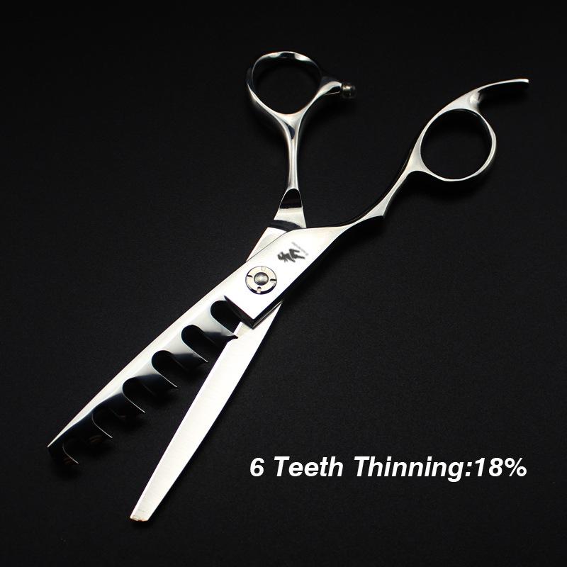 440C Left-Handed Barber Scissors: Straight & Serrated Shears for Hairdressing 30-Tooth Left-handed