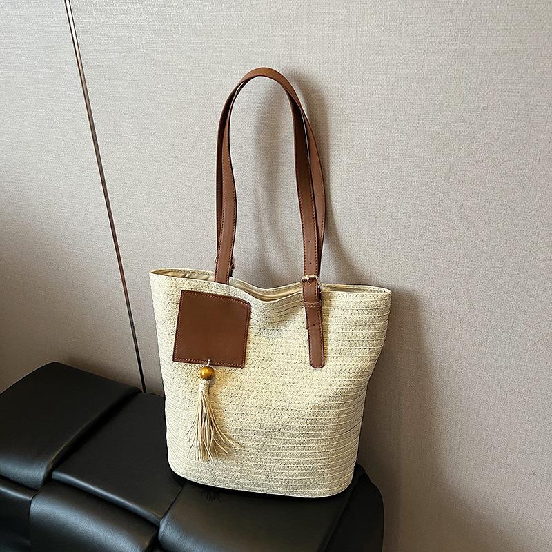 Summer large-capacity shoulder bag women's lazy wind vacation handbag straw woven bag trendy fashion woven tote bag