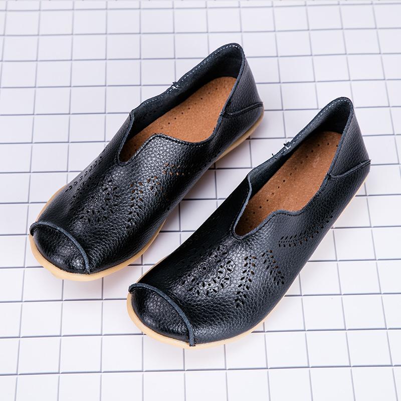Fashion 2025 Spring Summer Women Genuine Leather Flats Women Casual Sneakers Creepers Cutouts Slip On Flat Moccasins Shoes Woman