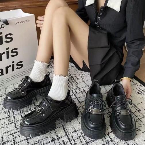 Small Leather Shoes Women's British Style 2025 New Autumn Versatile Lace-up Retro Casual Japanese Niche Platform Single Shoes