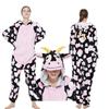 Cozy Cartoon Fleece Onesie Pajamas Couples Winter Home Sleepwear With Cow Nezha Capybara Disney Characters
