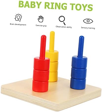 Milisten Color & Shape Sorting Toy Wooden Geometric Stacker Fine Motor Skills & Color Recognition Learning Toy for Toddlers 1+ Year