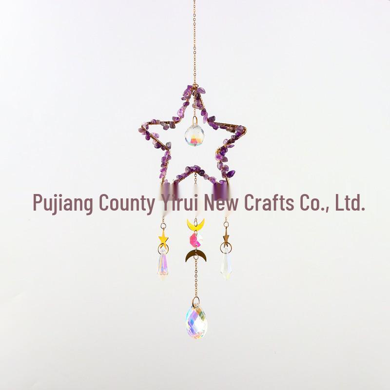Sun Catcher Crystal Wind Chime: Raw Stone Pendant Ornament for Garden Decor